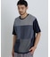 切替チェックニットTシャツ 半袖