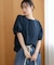 WEB限定／多機能素材 前後2wayランタンスリーブクルーブラウス(セットアップ可)