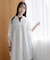 WEB限定／多機能素材 バンドカラーワイドチュニックシャツワンピース