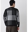 ブロックチェッククルーネックニット