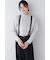 ◆スタンドフリルストライプブラウス
