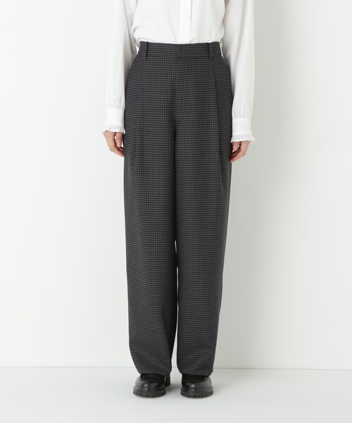 チェックタックパンツ ◇先染めチェックタックセミワイドパンツ｜ヒューマンウーマンの