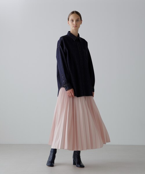 731＊定価4万　アドーア バックジョーゼット麻スカート　麻１００％ バックサテンジョーゼット スカート（マキシ・ロングスカート