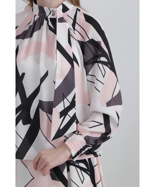 美品PINKY&DIANNE [WEB限定]ジオメトリックアートプリントブラウス PINKY&DIANNEピンキー＆ダイアン☆ジオメトリックアートプリント