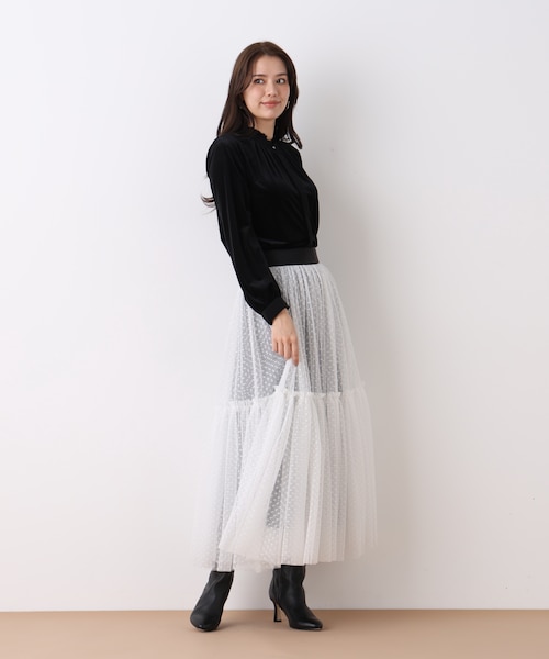 PINKY&amp;DIANNIE ベルベットコンビギャザーブラウス PINKY&DIANNE｜ベルベットコンビギャザーブラウス | Rakuten Fashion