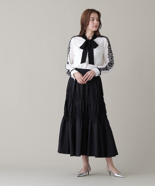 レースコンビバイカラーリボンブラウス｜ピンキーアンドダイアンの通販