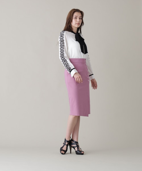 レースコンビバイカラーリボンブラウス｜ピンキーアンドダイアンの通販