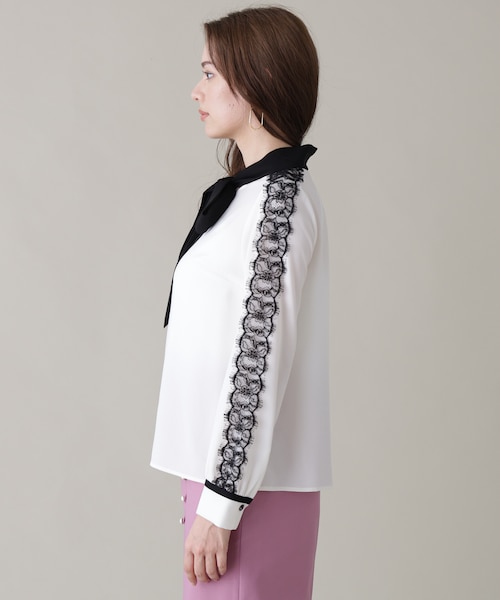 レースコンビバイカラーリボンブラウス｜ピンキーアンドダイアンの通販