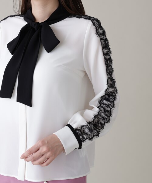 レースコンビバイカラーリボンブラウス｜ピンキーアンドダイアンの通販