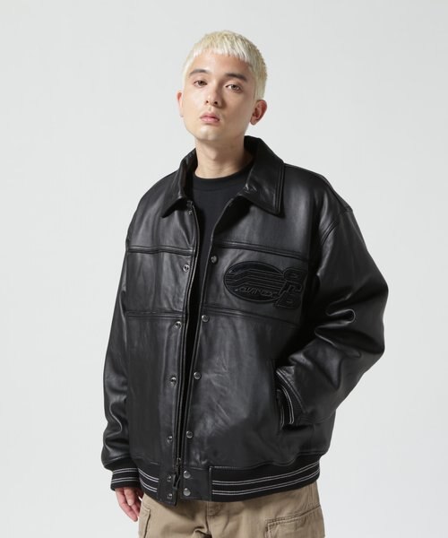 AVIREX レコードブレイカーズ バーシティ レザージャケット XL 黒 REBUILD COLLECTION》レコード ブレイカーズ バーシティ ／ RECORD