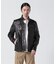AGED LEATHER STAND ZIP RIDERS JACKET A.N.G.