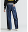 WAIST RIB COLOR BLOCKED DENIM PANTS