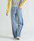 WAIST RIB COLOR BLOCKED DENIM PANTS