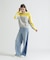 WAIST RIB COLOR BLOCKED DENIM PANTS