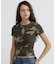 《WEB限定／DAILY／デイリー／WOMAN》RIB CAMO S／S HENLEY NECK T-SHIRT