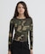 《WEB限定／DAILY／デイリー／WOMAN》RIB CAMO L／S HENLEY NECK T-SHIRT