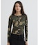 《WEB限定／DAILY／デイリー／WOMAN》RIB CAMO L／S HENLEY NECK T-SHIRT