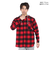 フーディー フランネルシャツ IPDFLRP-703-BK/RD