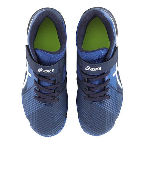 アシックスオーダーシューズ 青/灰色 ベルクロ アシックス（ASICS）（キッズ）ジュニアスポーツシューズ