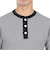 ヘルスニット（Healthknit）ベーシックワッフル ヘンリーネック 半袖Tシャツ ボーダー 601S BLK/OFF