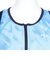 フィラ（FILA）フィットネス水着 水泳 タイダイプリント 半袖ジップセパレート 青 紺 M-LLサイズ 315605 NV めくれ防止スナップ付き 上下セッ…
