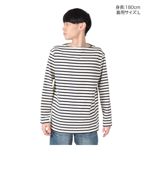 Cotton Lourd Basque ボーダー 長袖シャツ B211 ECRUxMARINE