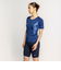ナイキ（NIKE）フィットネス水着 水泳 ジップ付き半袖セパレーツ 上下セット 紺 M-3Lサイズ 2993145-008