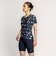 ナイキ（NIKE）フィットネス水着 水泳 総柄ジップ付き半袖セパレーツ 上下セット 黒 M-3Lサイズ 2993149-009