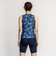 ナイキ（NIKE）フィットネス水着 水泳 総柄ジップ付きセパレーツ 上下セット 紺 M-LLサイズ 2993148-008