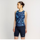 ナイキ（NIKE）フィットネス水着 水泳 総柄ジップ付きセパレーツ 上下セット 紺 M-LLサイズ 2993148-008