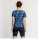 ナイキ（NIKE）フィットネス水着 水泳 総柄ジップ付き半袖セパレーツ 上下セット 紺 M-LLサイズ 2993149-008