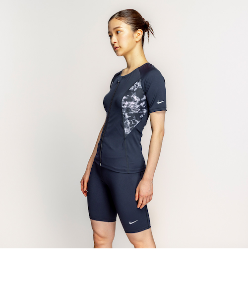 Nike Lサイズ スポーツ用水着　フィットネス ナイキ（NIKE）フィットネス水着 水泳 ジップ付き半袖セパレーツ