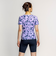 ナイキ（NIKE）フィットネス水着 水泳 総柄ジップ付き半袖セパレーツ 上下セット 紫 M-LLサイズ 2993149-024