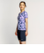 ナイキ（NIKE）フィットネス水着 水泳 総柄ジップ付き半袖セパレーツ 上下セット 紫 M-LLサイズ 2993149-024