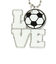 キーホルダー LOVEスポーツKC サッカー ホワイト×ブラック IS016 学校 学生 部活 スポーツ 運動 記念品 スクバ チームメイト