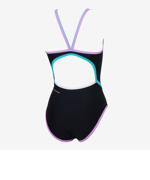 【speedo新品アウター】レディースM 公式】ウェーブロゴターンズミニオープンバックニースキン