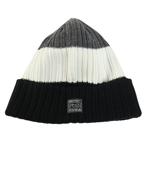 RISE JAPAN ニット帽 ライズ（RYZ）ニットキャップ ボーダーボリュームリブカフワッチ 黒×白