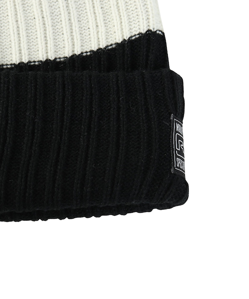 ライズ（RYZ）ニットキャップ ボーダーボリュームリブカフワッチ 黒×白