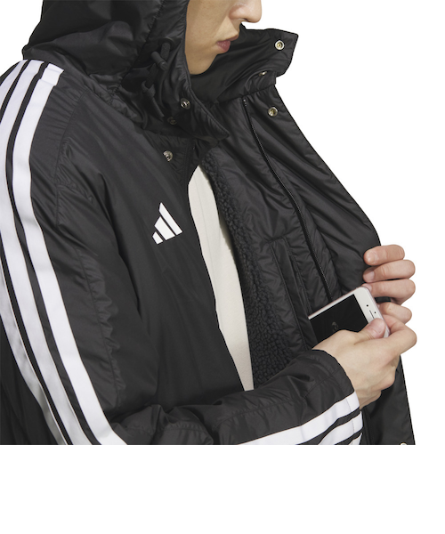 アディダス ADJ-BW566-KA1302-J/S ユニセックス スリーストライプス ルーズフィット ロング ボアコート（ブラック/ホワイト・サイズ：J/S）adidas[ADJBW566KA1302JS] 返品種別A アディダス（adidas）スリーストライプス ルーズフィット ロング