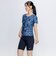 ナイキ（NIKE）フィットネス水着 レディース 水泳 半袖ジップ付きプリントセパレーツ（ブラシ） 2993158-009
