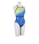 ミズノ（MIZUNO）競泳水着 レディース 水泳 EXERSUITS ミディアムカット 青×黄 SS-LLサイズ N2MAD27184 トレーニング 練習用