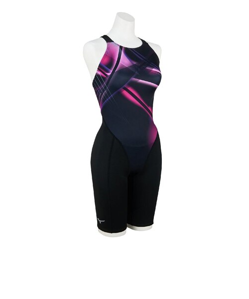 MIZUNO 競泳水着 レディース サイズO ブラック ピンク 桜柄 ミズノ（MIZUNO）競泳水着 レディース 水泳 ST Graphic 競泳用ハーフ