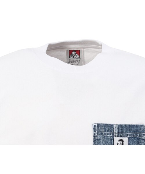 ベンデイビス（BEN DAVIS）半袖Tシャツ デニムポケット 26580007-WHT