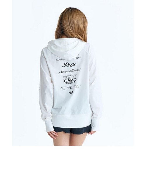 Rily パーカー 　ホワイト ロキシー（ROXY）ラッシュガード 長袖 HISTORICAL ロゴ ジップラッシュ