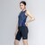 ナイキ（NIKE）フィットネス水着 レディース 水泳 ジップ セパレーツ 紺 M-LLサイズ 2993170-0381 上下セット