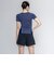 ナイキ（NIKE）フィットネス水着 レディース 水泳 半袖 ジップ セパレーツ 紺 M-LLサイズ 2993171-0381 上下セット フレアシルエット