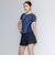 ナイキ（NIKE）フィットネス水着 レディース 水泳 半袖 ジップ セパレーツ 紺 M-LLサイズ 2993171-0381 上下セット フレアシルエット