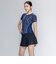 ナイキ（NIKE）フィットネス水着 レディース 水泳 半袖 ジップ セパレーツ 紺 M-LLサイズ 2993171-0381 上下セット フレアシルエット