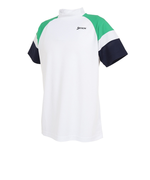 ゴルフウェア モックネック ゴルフ 半袖 メンズ 三段配色ワッフル