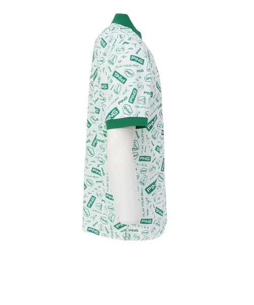 新品未使用　ping ポロシャツ　総柄 中古 メンズ ピン PING 半袖ポロシャツ L 黒 ブラック 訳あり ロゴ総柄